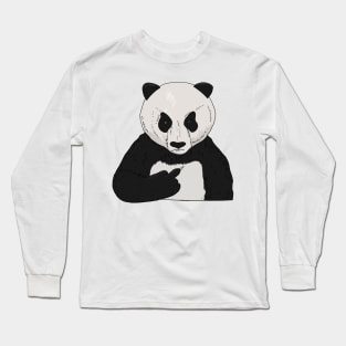 Grumpy Panda Bear Holding Middle Finger Long Sleeve T-Shirt